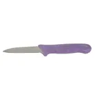 image of Winco KWP-30P Paring Knife, 3¼" Steel Blade, Purple Plastic Handle, NSF Certified - 2/Pack