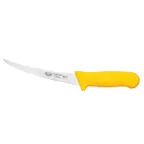 image of Winco KWP-60Y Stäl 6" High Carbon Stainless Steel Curved Boning Knife w/ Yellow Handle