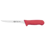 image of Winco KWP-61R Stäl 6" High Carbon Stainless Steel Narrow Boning Knife w/ Red Handle
