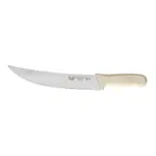 image of Winco KWP-90 Stäl 9-1/2" Steel Cimeter Steak Knife w/ White Polypropylene Handle