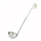 image of Winco LDC-3 Stainless Steel 13" 1 Piece 3 oz. Serving Ladle w/ Ivory PVC Coated Handle