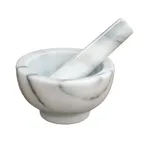 image of Winco MPS-42W Marble Mortar & Pestle Set, 4-1/2" Mortar, 5" Marble Pestle, 4-6" Length