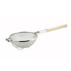 image of Winco MST-1010D 10 1/2" Medium Double Mesh Reinforced Strainer - Stainless Steel 