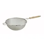 image of Winco MST-10D 10 1/2" Medium Double Mesh Strainer - Stainless Steel 