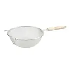 image of Winco MSTF-8S 8" Diameter Single Mesh Strainer, Round w/ Wood Handle 