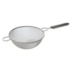 image of Winco MSTP-10SM 10.25" Single Medium Mesh Strainer, Stainless Steel w/ Plastic Handle 