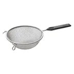 image of Winco MSTP-6DM 6.25" Double Medium Mesh Strainer, Stainless Steel w/ Plastic Handle 