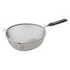 image of Winco MSTP-8DF 8" Double Fine Mesh Strainer, Stainless Steel w/ Plastic Handle 