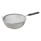 image of Winco MSTP-8DM 8"Double Medium Mesh Strainer, Stainless Steel w/ Plastic Handle 