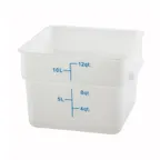 image of Winco PESC-12 Square 12 Qt Polypropylene Food Storage Container, White