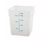 image of Winco PESC-18, Square 18 Qt Polypropylene Food Storage Container, White