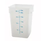 image of Winco PESC-22 22 qt Square Food Storage Container, Polypropylene, White