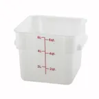 image of Winco PESC-6 6 qt Square White Food Storage Container 