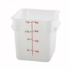 image of Winco PESC-8 8 qt Square White Food Storage Container, Polypropylene