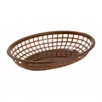 image of Winco PFB-10B Fast Food Basket Oval 9.5"x5"x2" Brown Plastic BPA-Free Mic/Heat Safe 150°F - 1 Dozen