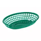 image of Winco PFB-10G Food Basket, Oval Green Plastic, 9.5" x 5" x 2", Microwave Safe to 150°F - 1 Dozen