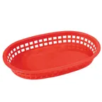 image of Winco PLB-R Oval Platter Basket, 10.75" x 7.25" x 1.5" Red Poly, Safe 150°F, BPA-Free - 1 Dozen