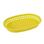 image of Winco PLB-Y Oval Yellow Plastic Basket 10.75"x7.25"x1.5" Microwave Safe Dishwasher Safe - 1 Dozen