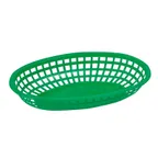 image of Winco POB-G Oval Food Basket 10.25" x 6.75" x 2" Green Plastic Safe to 150°F BPA‑Free - 1 Dozen