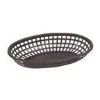image of Winco POB-K Oval Basket, 10.25" x 6.75" x 2" Black Plastic, Microwave/Heat Lamp Safe - 1 Dozen