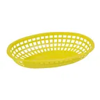 image of Winco POB-Y Oval Serving Basket, 10.25" x 6.75" x 2" Heavy-Duty BPA-Free Plastic Yellow- 1 Dozen