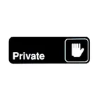 image of Winco SGN-304 Private Sign - Black and White, 9" x 3" w/ Symbol