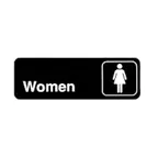 image of Winco SGN-312 Women's Restroom Sign - Black and White, 9" x 3" w/ Symbol