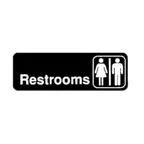 image of Winco SGN-313 Black and White Unisex Restrooms Sign 9" x 3" w/ Symbol