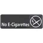 image of Winco SGN-335 No E-Cigarettes Sign - Black and White, 9" x 3" w/ Symbol