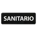image of Winco SGN-367 White Imprint on Black 3" x 9" Spanish Sanitize Information Sign