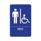 image of Winco SGN-652B Handicap Accessible Men's Restroom Sign - Blue and White, 9" x 6"
