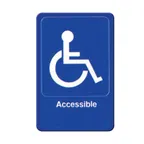image of Winco SGN-653B Handicap Accessible Sign - Blue and White, 9" x 6" w/ Symbol