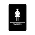 image of Winco SGNB-606 6" x 9" Women Wall Sign with Braille, White Imprint on Black