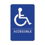 image of Winco SGNB-653B 6" x 9" Handicap Accessible Sign with Braille, White Imprint on Blue