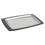image of Winco SIZ-11BST Rectangular 11" x 7" Stainless Steel Platter with Bakelite® Underliner – Set