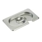 image of Winco SPCN-GN Steam Table Pan Cover, 1/9 GN Size, for SPJH-906GN, Slotted, with Handle