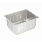 image of Winco SPHP6 6" Deep 1/2 Size Standard Weight Perforated Stainless Steel Steam Table / Hotel Pan 