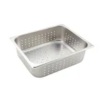 image of Winco SPJH-204PF 22 Gauge 4" 1/2 Size Stainless Steel Perforated Steam Table Pan