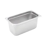 image of Winco SPJM-306 24 Gauge 6" 1/3 Size Solid Anti-Jam Steam Table Pan