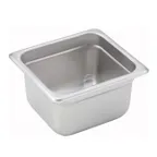 image of Winco SPJM-604 24 Gauge 4" 1/6 Size Solid Anti-Jam Steam Table Pan