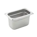 image of Winco SPJM-904 24 Gauge 4" 1/9 Size Solid Anti-Jam Steam Table Pan
