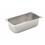 image of Winco SPT4  25 Gauge 4" 1/3 Size NSF Solid Steam Table Pan 