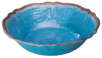 image of Winco WDM001-407 Luzia™ 13-3/4" Blue Round Melamine Bowl, 3 Qt, Hammered Finish - 12/Case