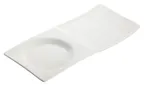 image of Winco WDP012-102 Rectangular Porcelain Tray 10-1/2" x 5" with Well, White, Dishwasher Safe - 24/Case