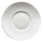image of Winco WDP022-108 Zendo 10" Round Wide Rim Embossed Porcelain Plate, Bright White - 24/Case