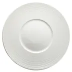 image of Winco WDP022-110 Zendo 12-1/8" Round Wide Rim Porcelain Embossed Plate, Bright White - 12/Case