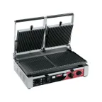 image of Alfa International PD R 15" Double Sandwich Panini Grill w/ Timer, Cast Iron Grooved Plates, 220V