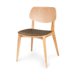 image of JustChair W74018-FSC German Beech Wood Frame Restaurant Side Chair with Veneer Back and Upholstered Seat