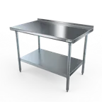 image of NBR Equipment TG-3024R 30" Open Base Work Table with Undershelf, 1-1/2" Backsplash / Upturn