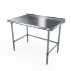image of NBR Equipment TG-3630R-X 36" Open Base Work Table with Side & Rear Crossrails, 1-1/2" Backsplash
